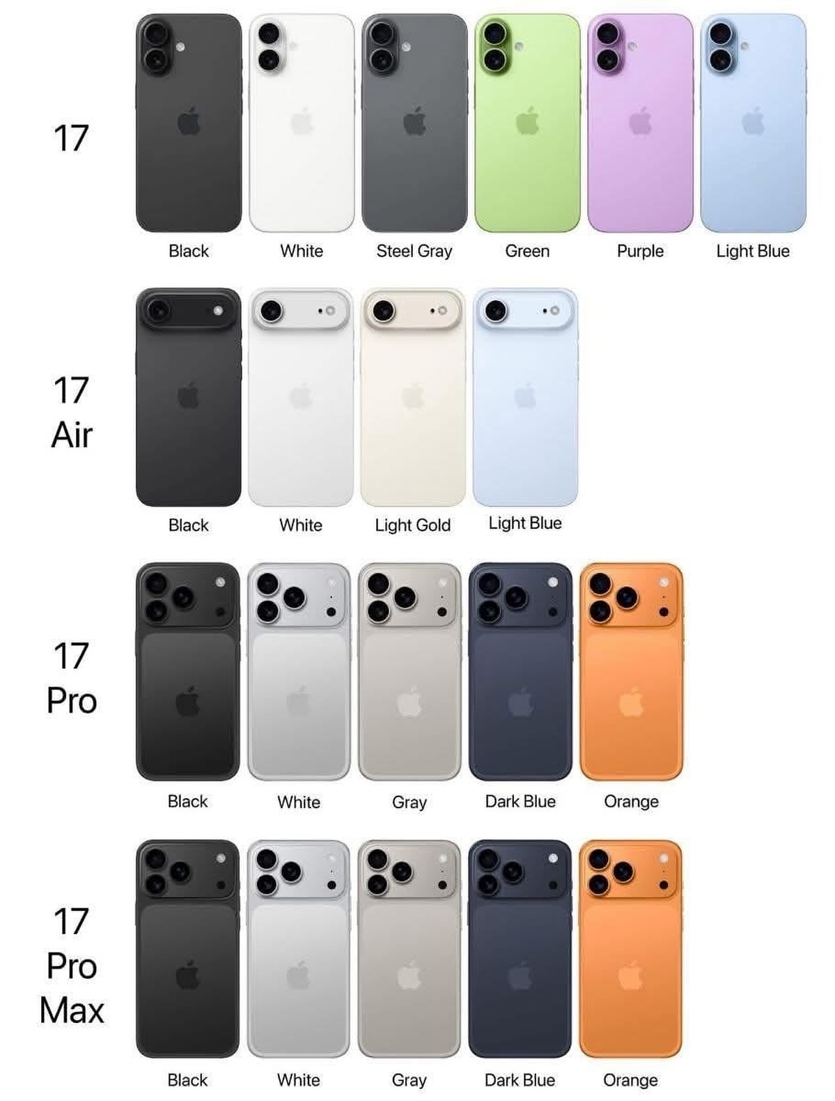 ألوان iphone 17