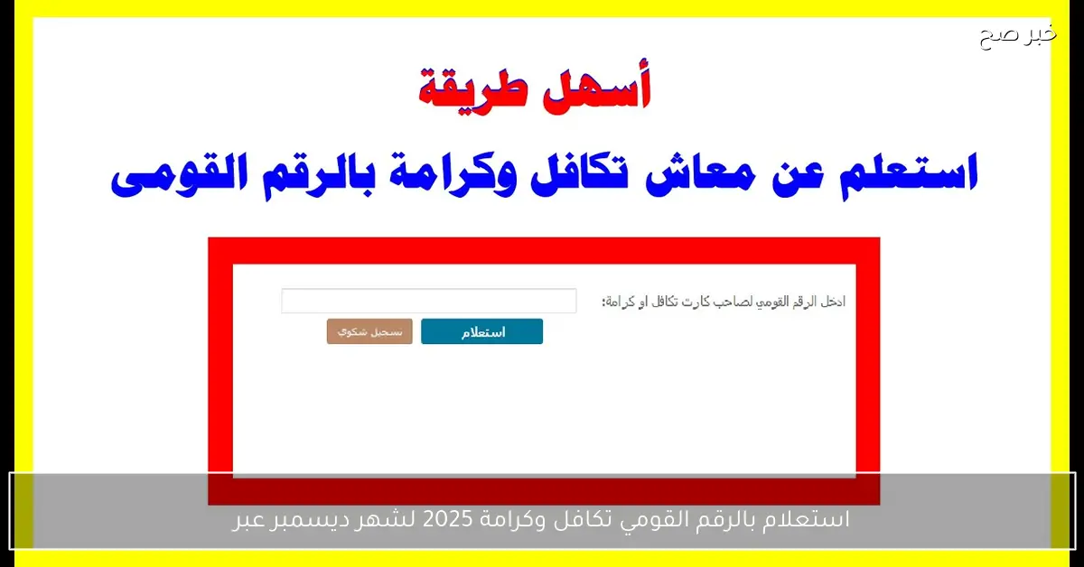 رابط فعال الآن.. استعلام بالرقم القومي تكافل وكرامة 2025 لشهر ديسمبر عبر moss.gov.eg وأماكن الصرف المعتمدة
