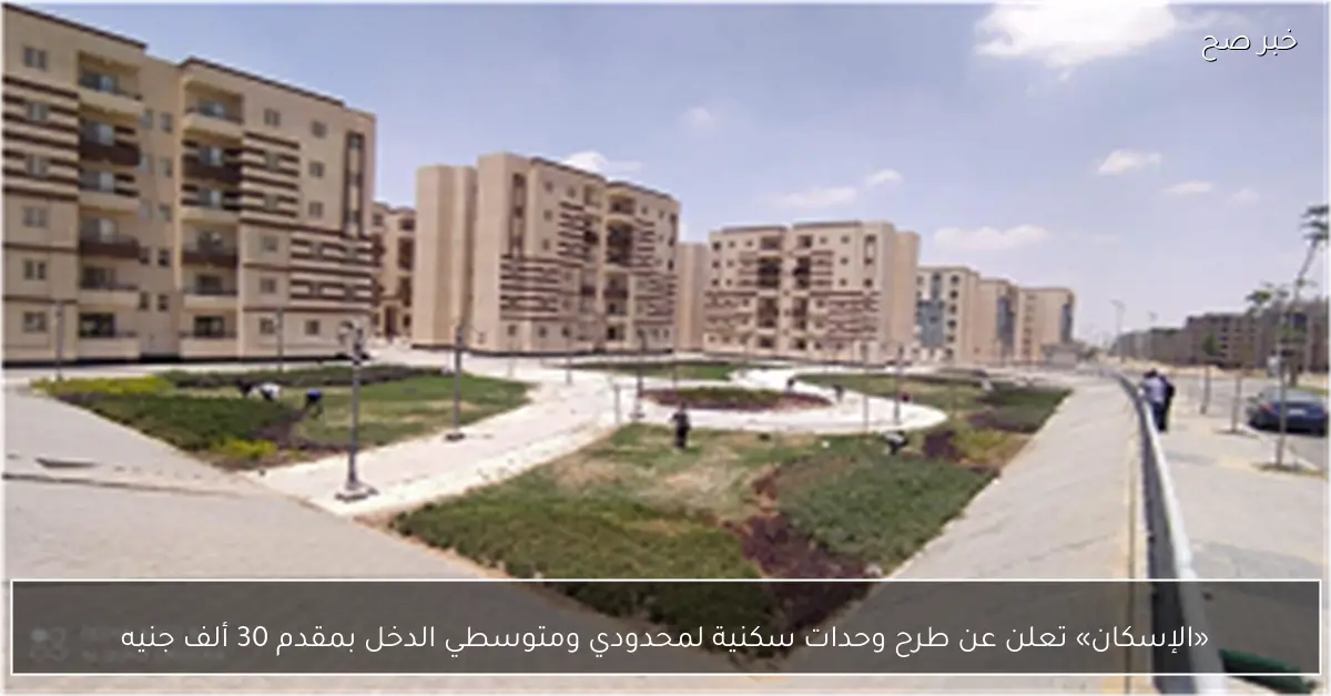 «الإسكان» تعلن عن طرح وحدات سكنية لمحدودي ومتوسطي الدخل بمقدم 30 ألف جنيه