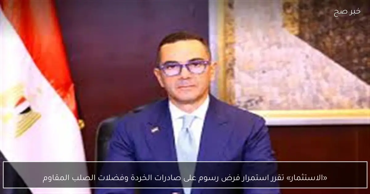 «الاستثمار» تقرر استمرار فرض رسوم على صادرات الخردة وفضلات الصلب المقاوم