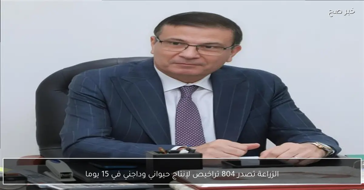 الزراعة تصدر 804 تراخيص لإنتاج حيواني وداجني في 15 يوما