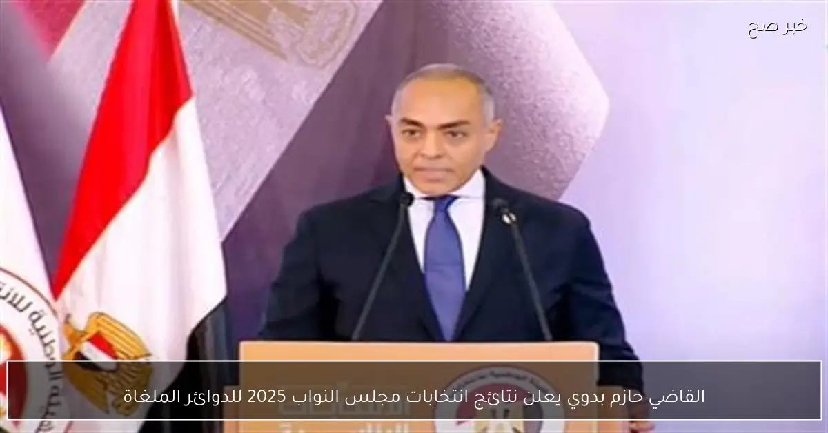 القاضي حازم بدوي يعلن نتائج انتخابات مجلس النواب 2025 للدوائر الملغاة