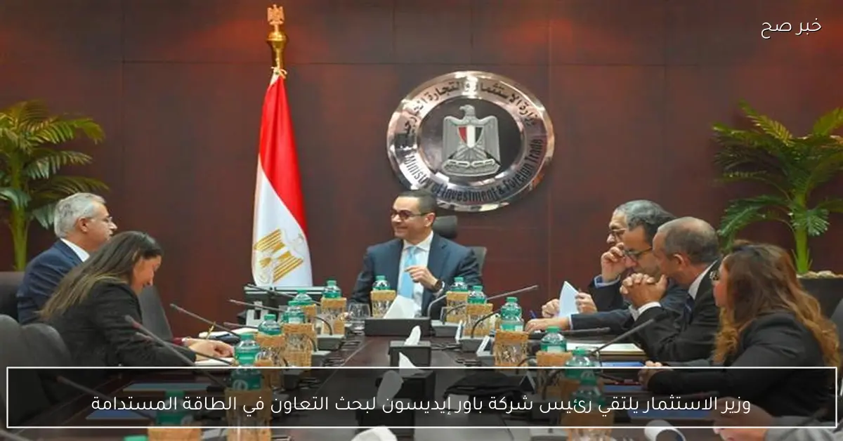وزير الاستثمار يلتقي رئيس شركة باور إيديسون لبحث التعاون في الطاقة المستدامة