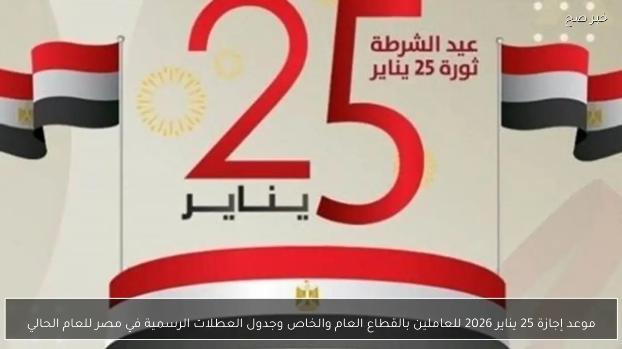موعد إجازة 25 يناير 2026 للعاملين بالقطاع العام والخاص وجدول العطلات الرسمية في مصر