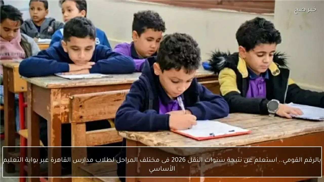 بالرقم القومي.. استعلم عن نتيجة سنوات النقل 2026 فى مختلف المراحل لطلاب مدارس القاهرة عبر بوابة التعليم الأساسي