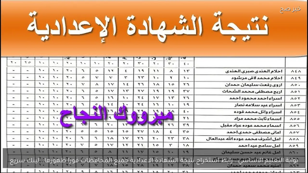بوابة التعليم الاساسي.. رابط استخراج نتيجة الشهادة الاعدادية جميع المحافظات فورا ظهورها.. لينك سريع
