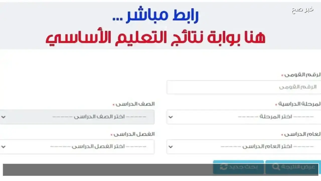 رابط eduserv.cairo.gov.eg للحصول على نتيجة الصف الخامس والسادس الابتدائي 2026 ترم اول برقم الجلوس