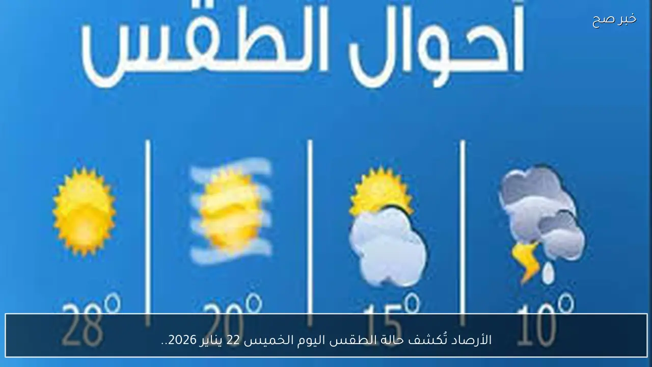 الأرصاد تُكشف حالة الطقس اليوم الخميس 22 يناير 2026.. ارتفاع درجات الحرارة وشبورة كثيفة