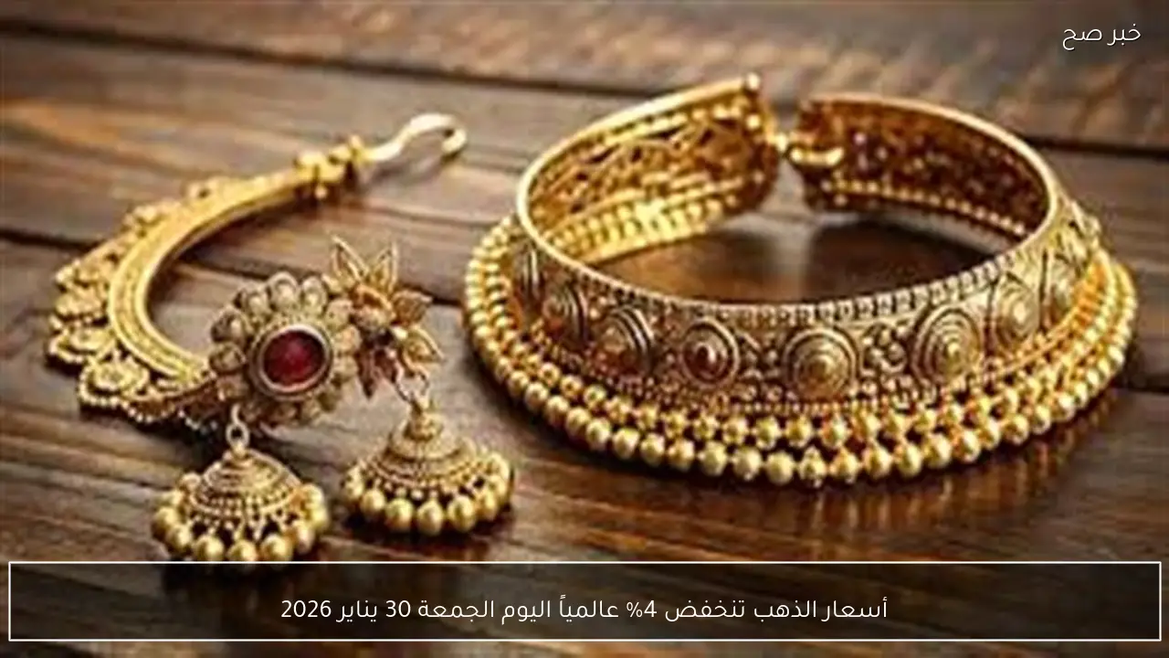 أسعار الذهب تنخفض 4% عالمياً اليوم الجمعة 30 يناير 2026