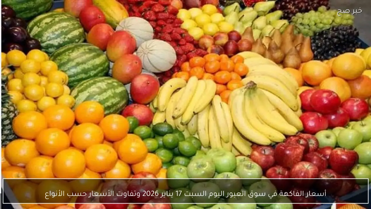 أسعار الفاكهة في سوق العبور اليوم السبت 17 يناير 2026 وتفاوت الأسعار حسب الأنواع