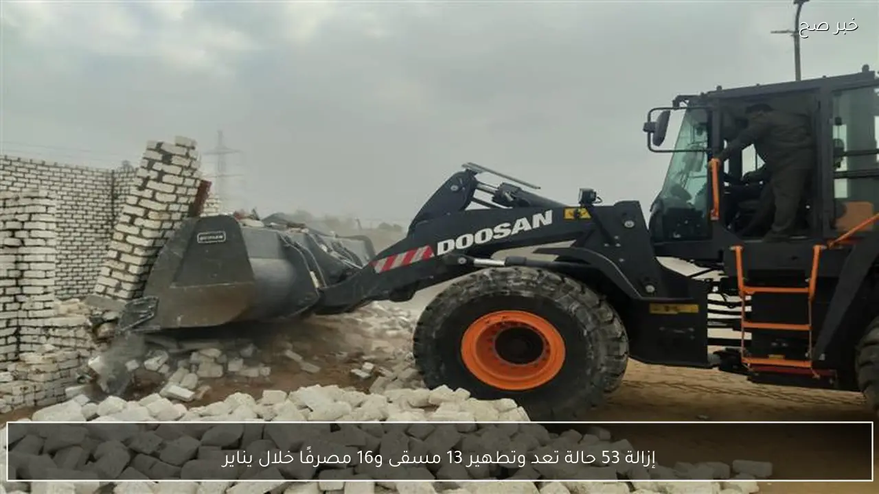 إزالة 53 حالة تعد وتطهير 13 مسقى و16 مصرفًا خلال يناير