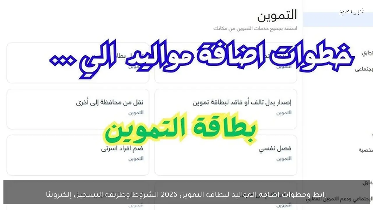 رابط وخطوات اضافه المواليد لبطاقه التموين 2026 الشروط وطريقة التسجيل إلكترونيًا