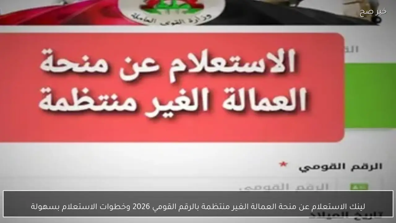 لينك الاستعلام عن منحة العمالة الغير منتظمة بالرقم القومي 2026 وخطوات الاستعلام بسهولة