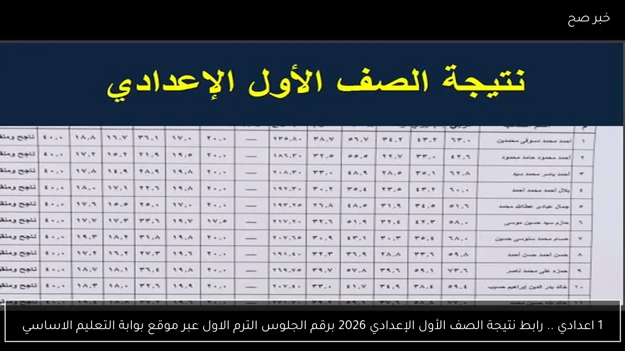 1 اعدادي .. رابط نتيجة الصف الأول الإعدادي 2026 برقم الجلوس الترم الاول عبر موقع بوابة التعليم الاساسي