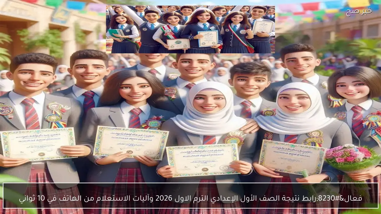 فعال…رابط نتيجة الصف الأول الإعدادي الترم الاول 2026 وآليات الاستعلام من الهاتف في 10 ثواني