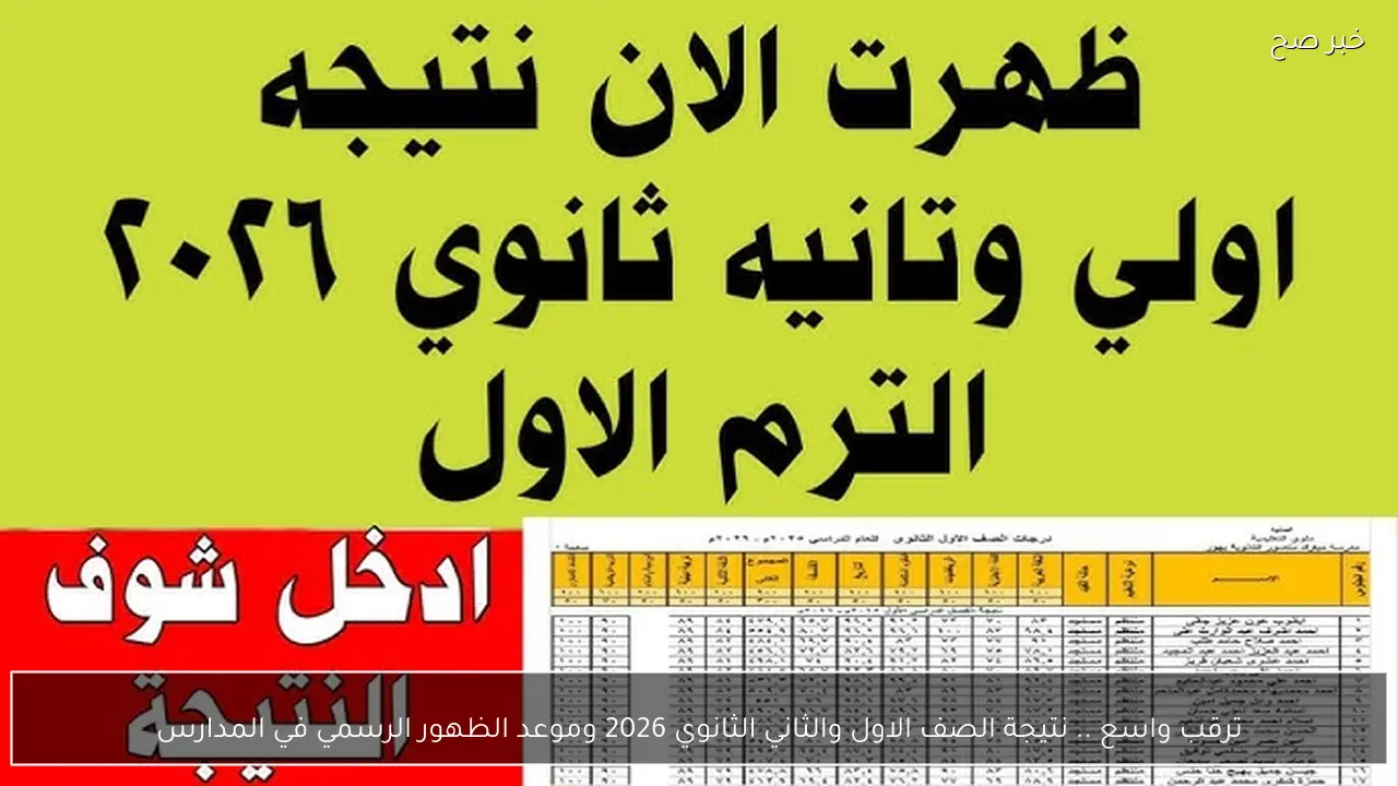 ترقب واسع .. نتيجة الصف الاول والثاني الثانوي 2026 وموعد الظهور الرسمي في المدارس