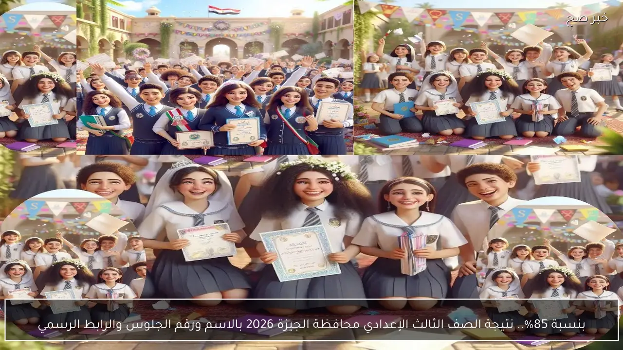 بنسبة 85%.. نتيجة الصف الثالث الإعدادي محافظة الجيزة 2026 بالاسم ورقم الجلوس والرابط الرسمي