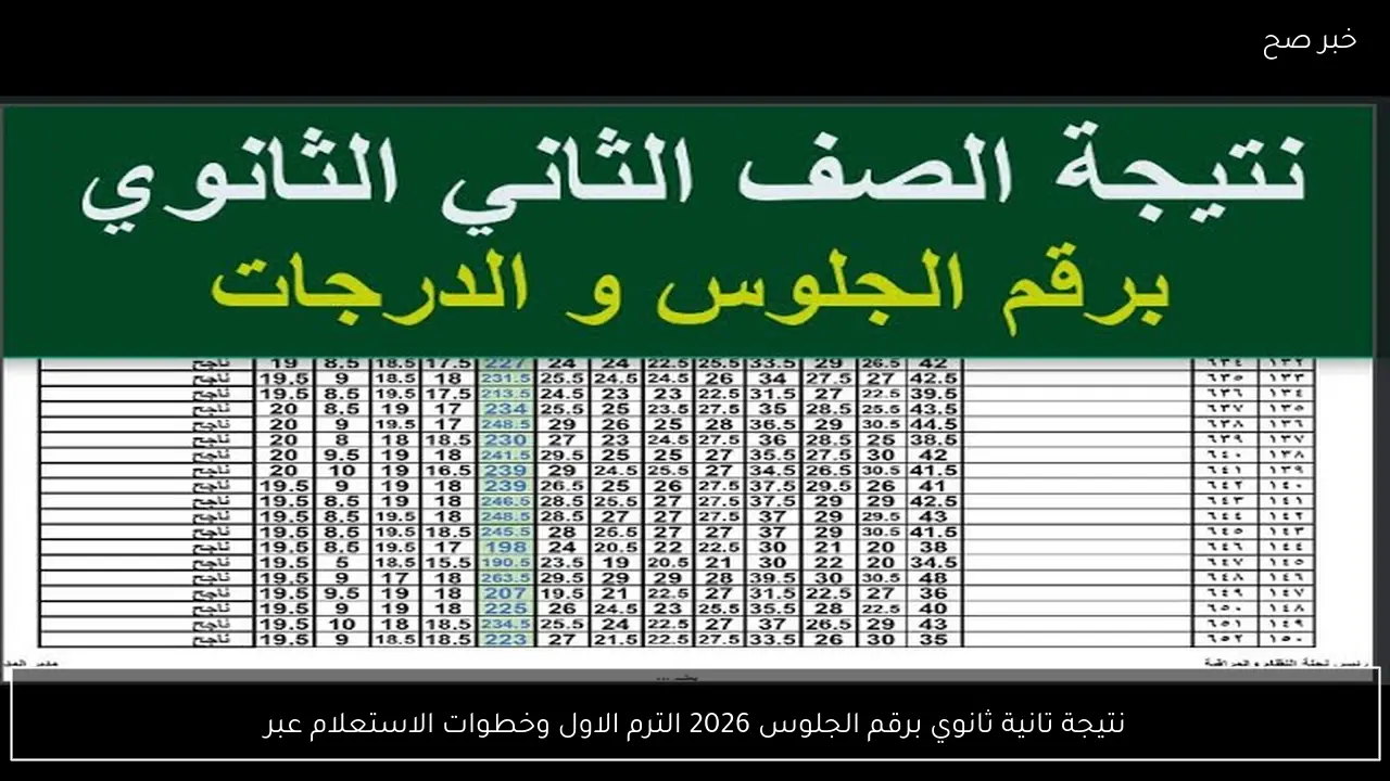 هُنا .. نتيجة تانية ثانوي برقم الجلوس 2026 الترم الاول وخطوات الاستعلام عبر الرابط الرسمي