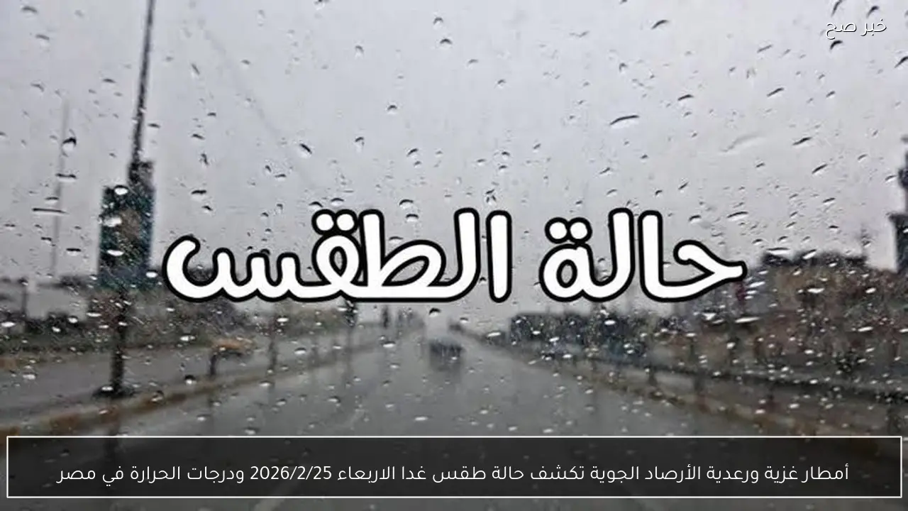 “متخرجش من بيتك”.. أمطار غزية ورعدية الأرصاد الجوية تكشف حالة طقس غدا الأربعاء 2026/2/25 ودرجات الحرارة في مصر
