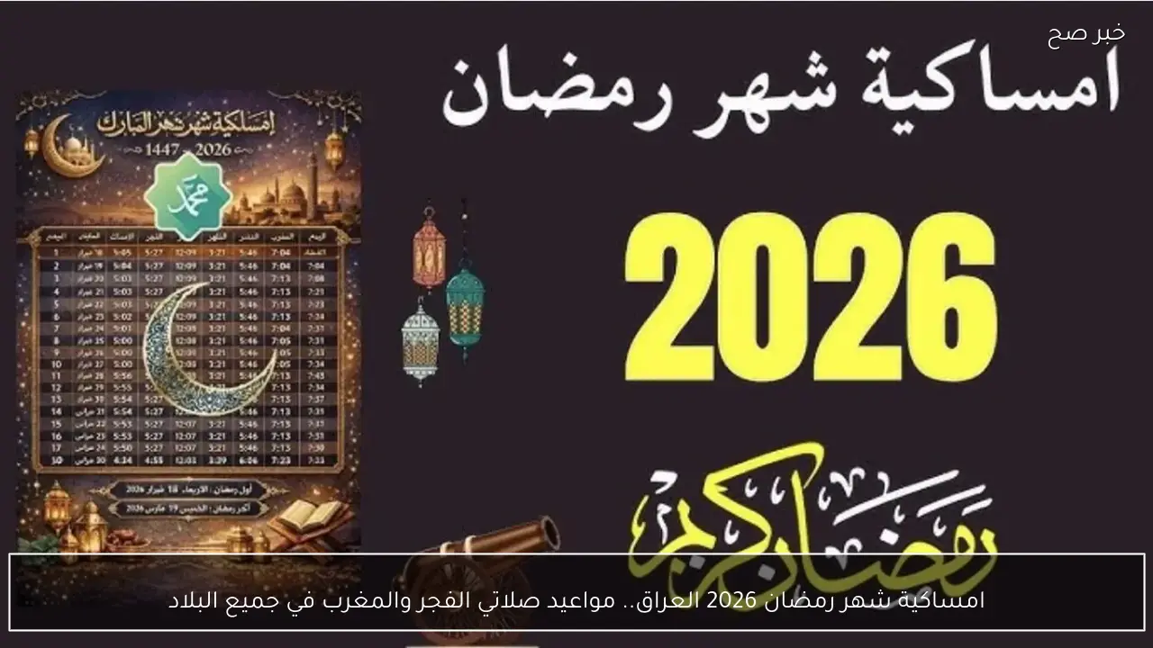 امساكية شهر رمضان 2026 العراق.. مواعيد صلاتي الفجر والمغرب في جميع البلاد