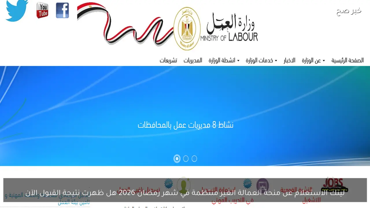 لينك الاستعلام عن منحة العمالة الغير منتظمة في شهر رمضان 2026 هل ظهرت نتيجة القبول؟