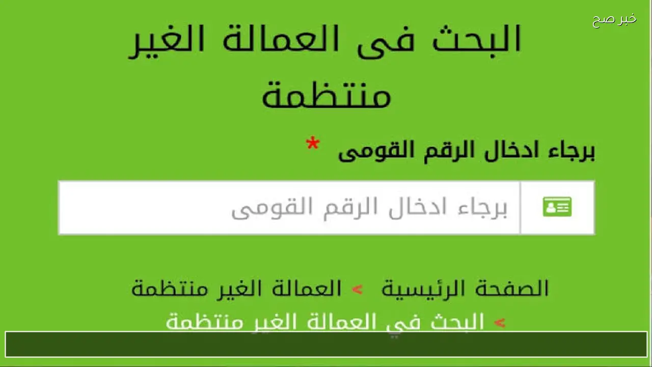رابط manpower.gov.eg الاستعلام عن منحة العمالة غير المنتظمة بالرقم القومي 2026 وزارة العمل