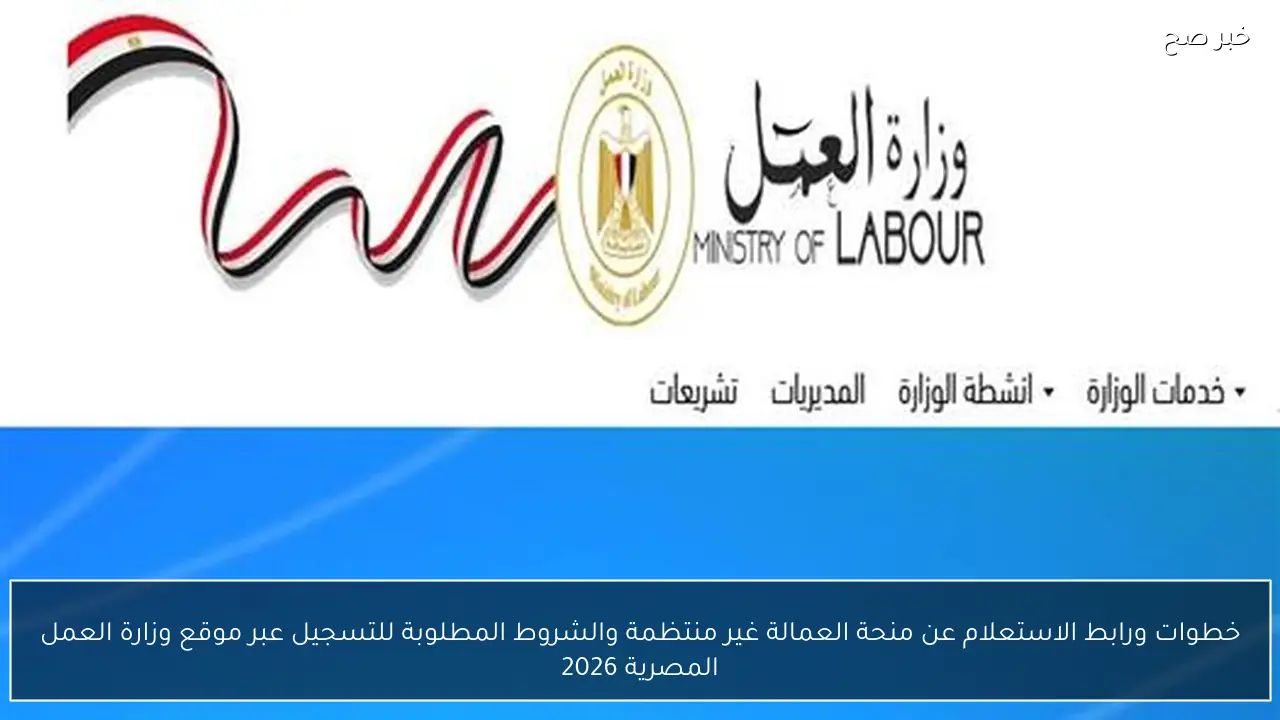 خطوات ورابط الاستعلام عن منحة العمالة غير منتظمة والشروط المطلوبة للتسجيل عبر موقع وزارة العمل المصرية 2026