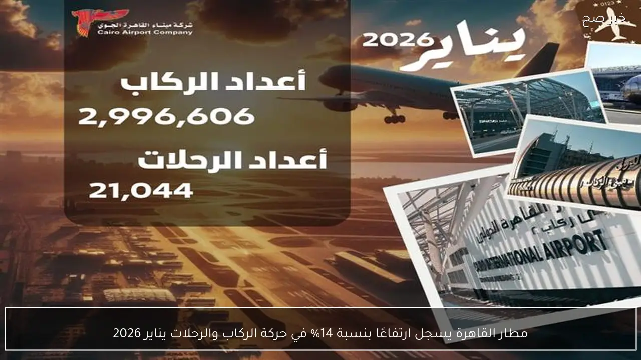 مطار القاهرة يسجل ارتفاعًا بنسبة 14% في حركة الركاب والرحلات يناير 2026