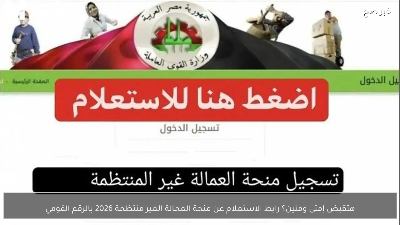 هتقبض إمتى ومنين؟ رابط الاستعلام عن منحة العمالة الغير منتظمة 2026 بالرقم القومي