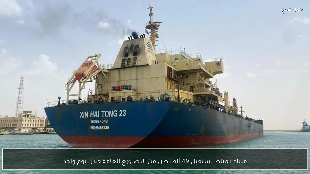 ميناء دمياط يستقبل 49 ألف طن من البضائع العامة خلال يوم واحد