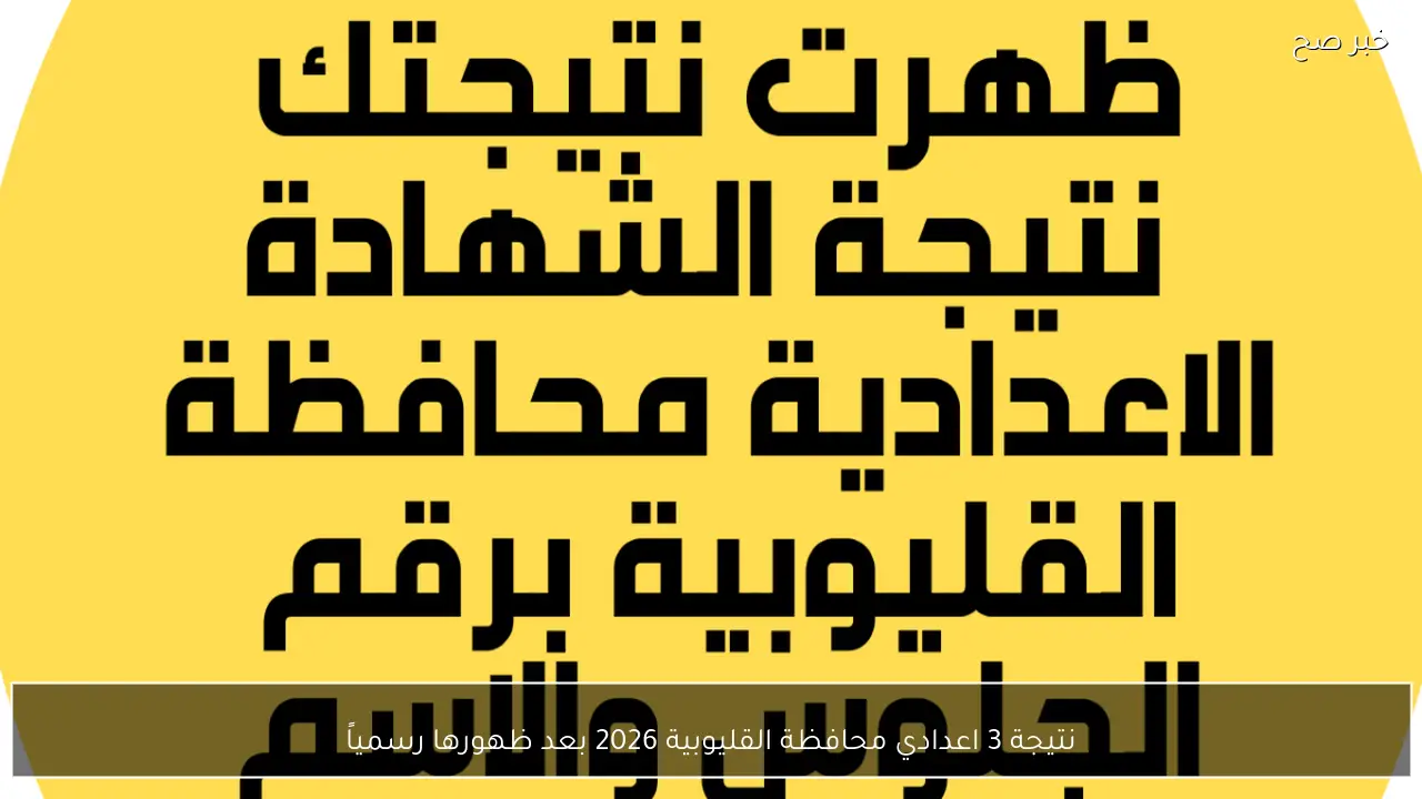 ظهرت نتيجتك .. نتيجة 3 اعدادي محافظة القليوبية 2026 برقم الجلوس عبر الموقع الرسمي