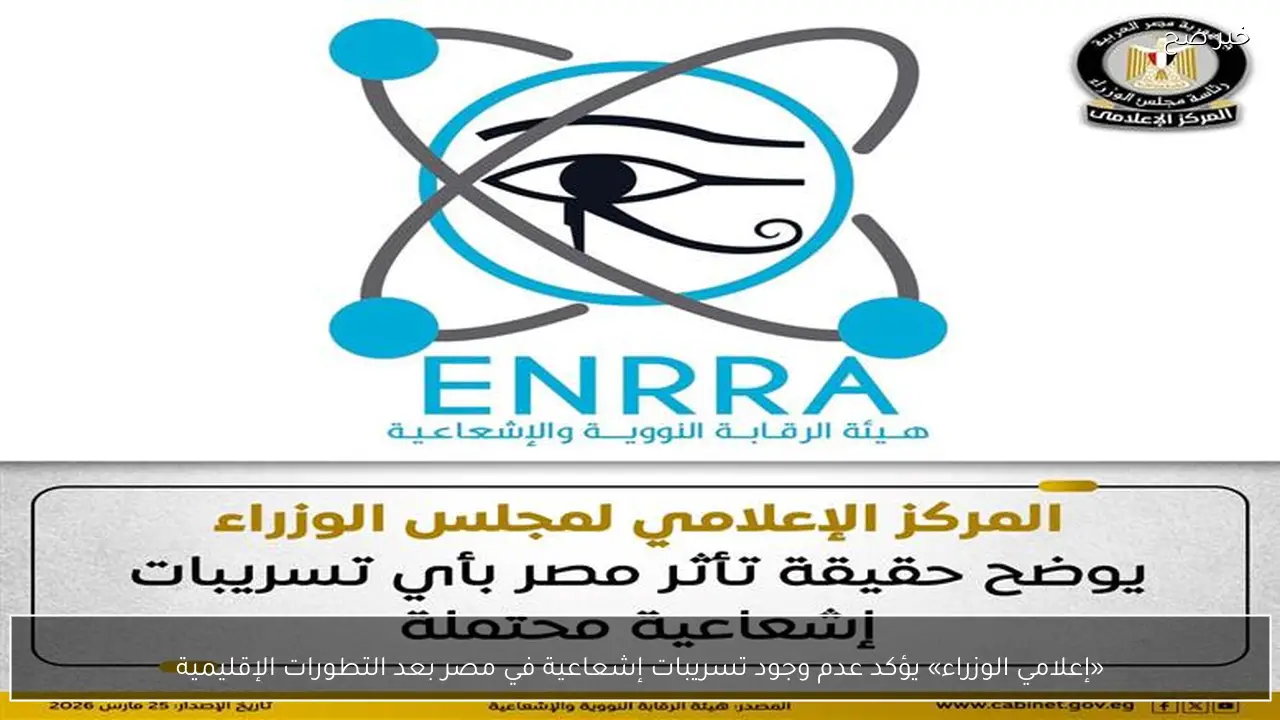 «إعلامي الوزراء» يؤكد عدم وجود تسريبات إشعاعية في مصر بعد التطورات الإقليمية