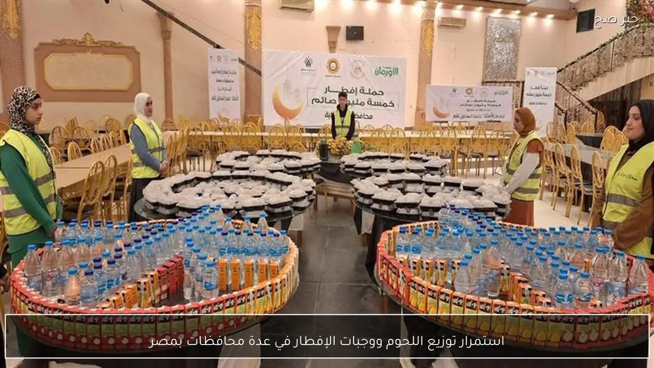 استمرار توزيع اللحوم ووجبات الإفطار في عدة محافظات بمصر