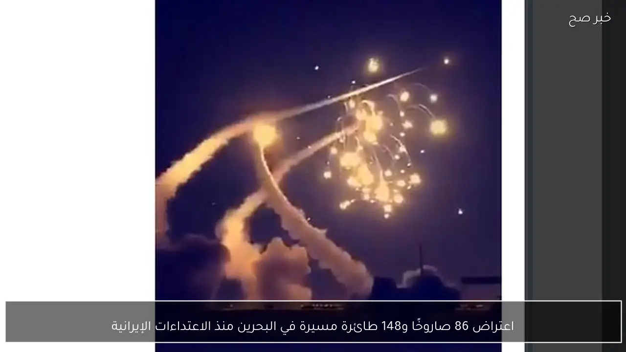 اعتراض 86 صاروخًا و148 طائرة مسيرة في البحرين منذ الاعتداءات الإيرانية