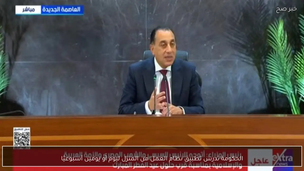 الحكومة تدرس تطبيق نظام العمل من المنزل ليوم أو يومين أسبوعيًا