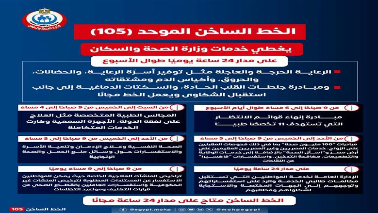 الخط الساخن لوزارة الصحة