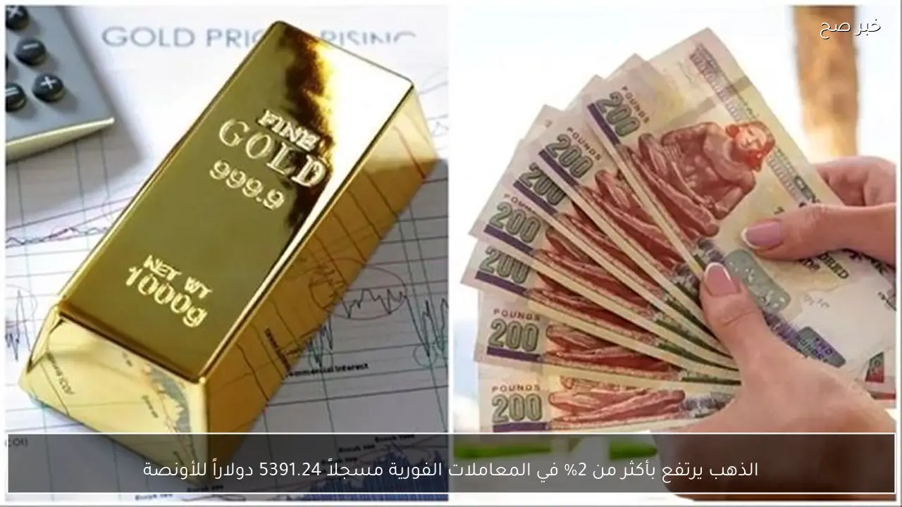 الذهب يرتفع بأكثر من 2% في المعاملات الفورية مسجلاً 5391.24 دولاراً للأونصة