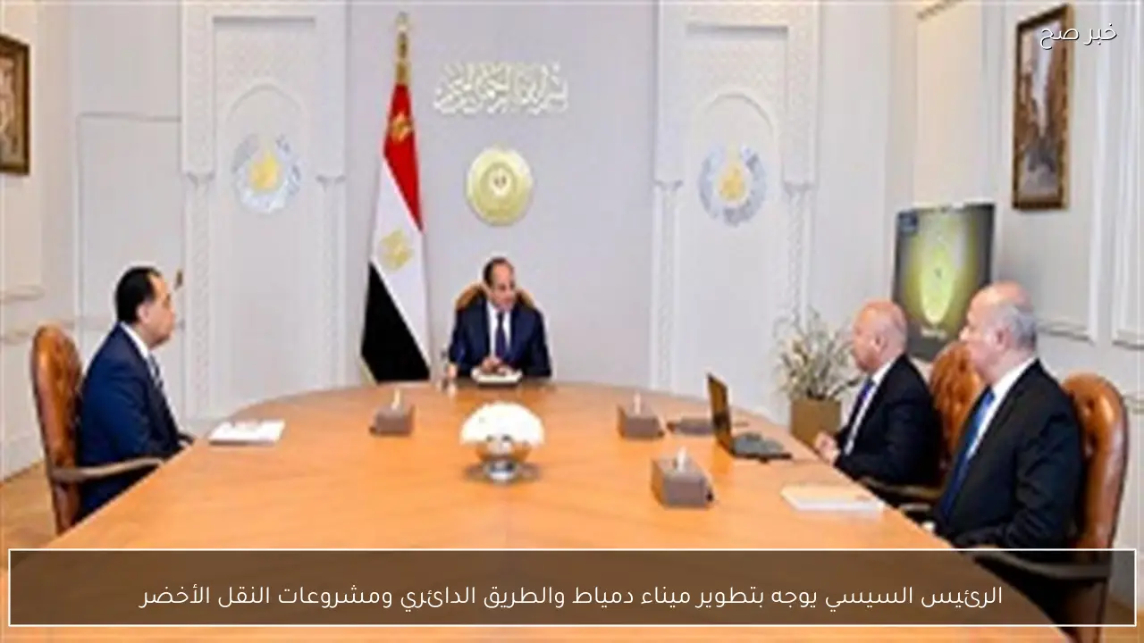 الرئيس السيسي يوجه بتطوير ميناء دمياط والطريق الدائري ومشروعات النقل الأخضر