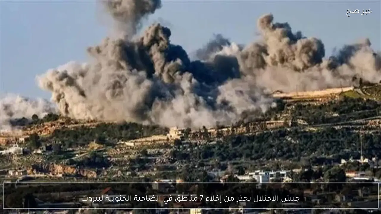 جيش الاحتلال يحذر من إخلاء 7 مناطق في الضاحية الجنوبية لبيروت