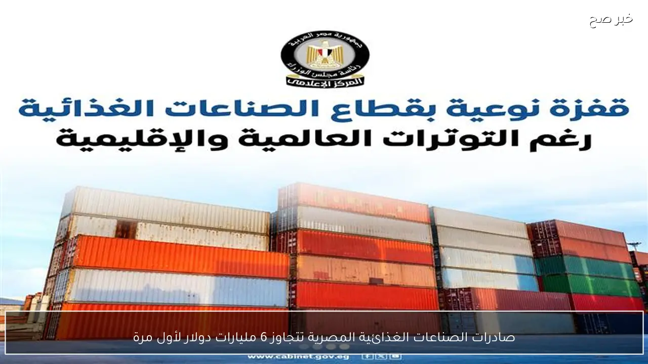 صادرات الصناعات الغذائية المصرية تتجاوز 6 مليارات دولار لأول مرة