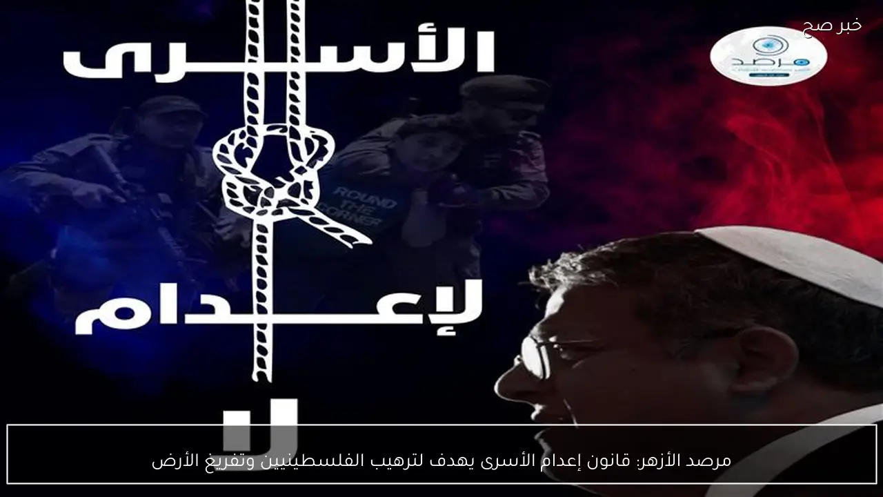 مرصد الأزهر: قانون إعدام الأسرى يهدف لترهيب الفلسطينيين وتفريغ الأرض
