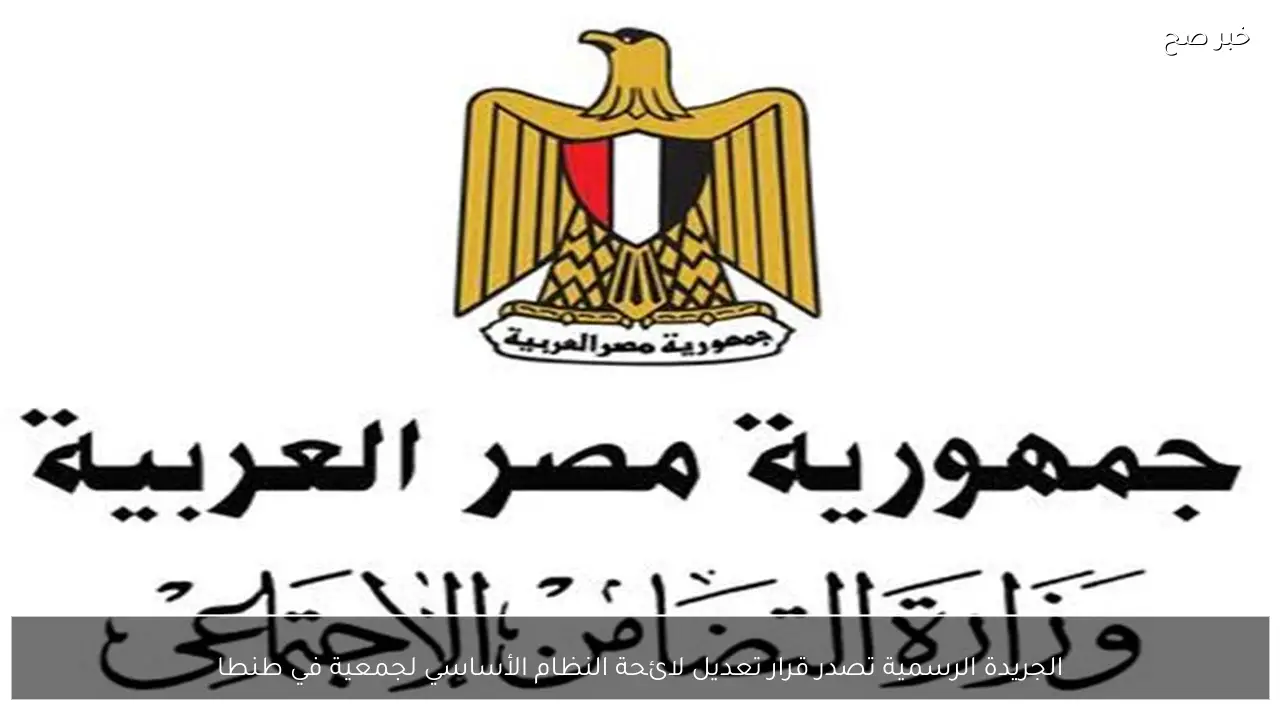 الجريدة الرسمية تصدر قرار تعديل لائحة النظام الأساسي لجمعية في طنطا